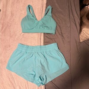 Aerie Turquoise Sports Bra and Shorts Set